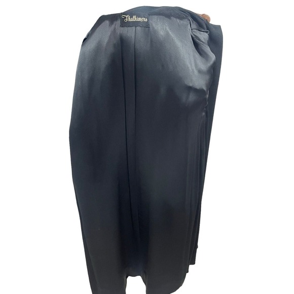 VTG Black Wool A-Line Swing Coat Scalloped Mink Collar Raglan Sleeves Jackie O - Picture 11 of 16